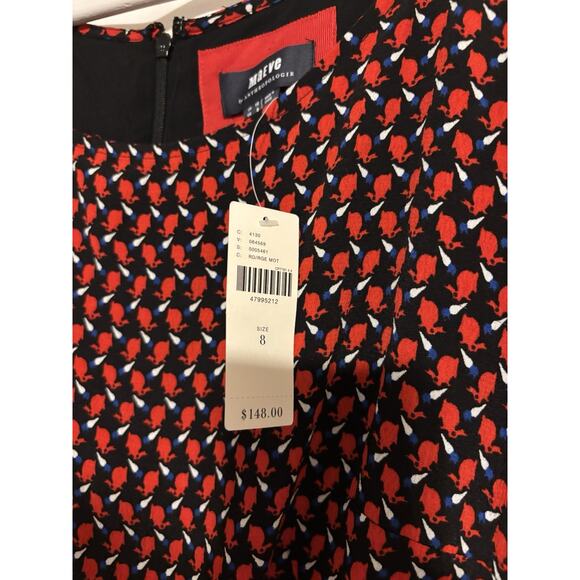 Maeve Anthropologie Dress 8 Red Floral Fit & Flare Short Sleeve - Picture 6 of 11